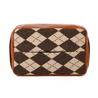 Car tissue box/set big Lingge car hanging paper - jacquard-rhombic-brown-tissue-box