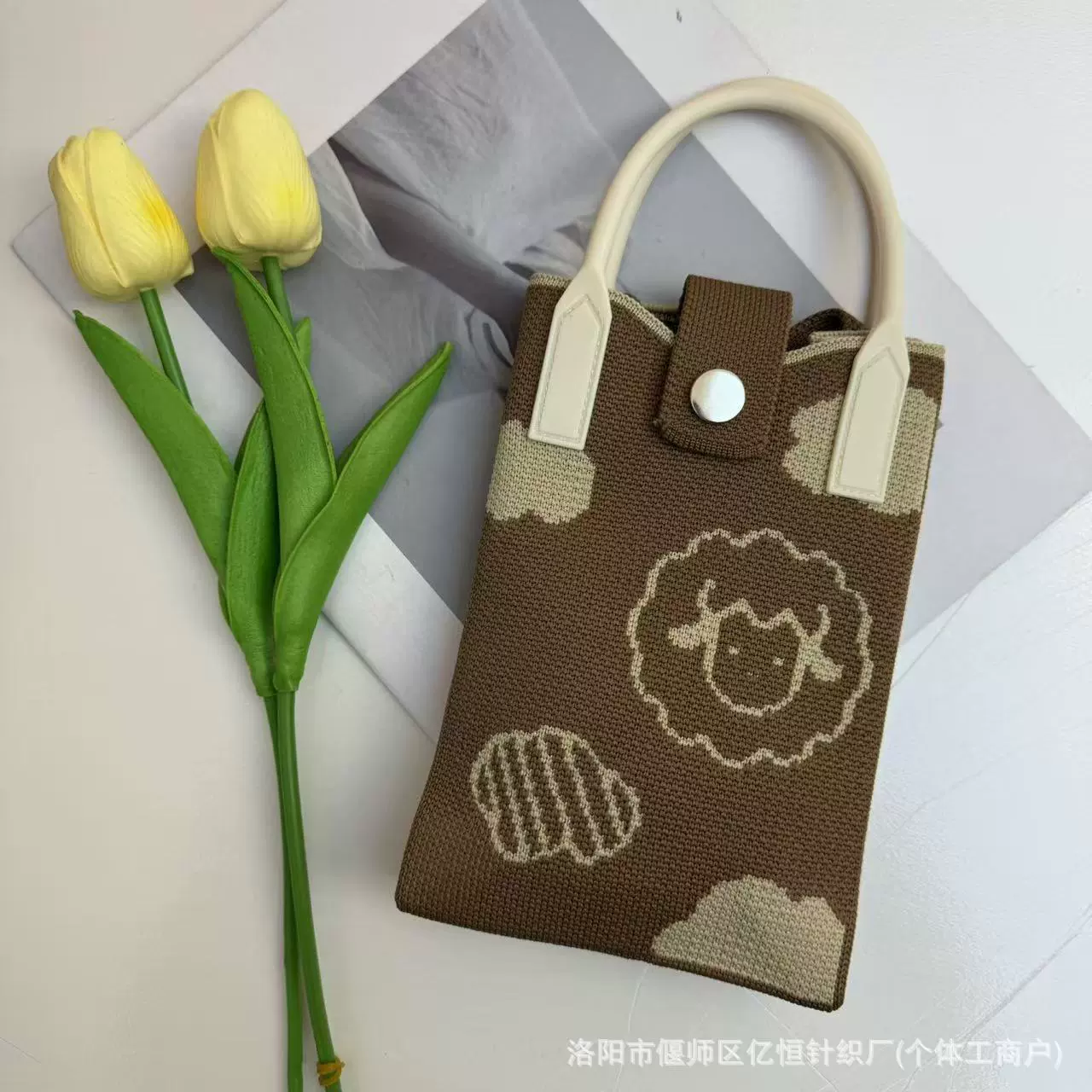 One-shoulder bag, wallet, knitted cute universal cartoon shoulder bag, Korean style