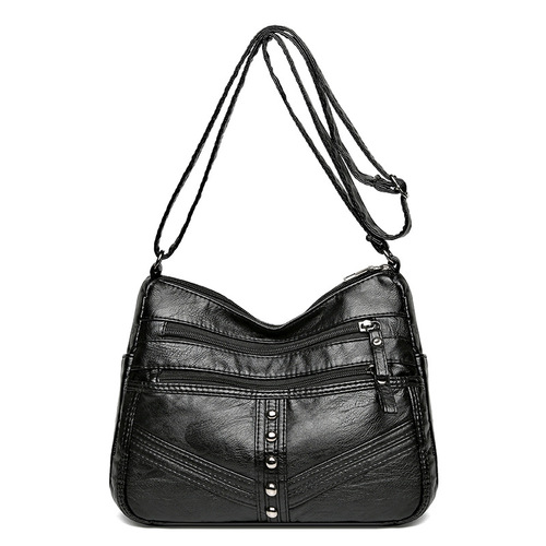 Ladies' High-End Soft Leather Crossbody Bag with Retro Leather Large Pockets and Multiple Compartments, Single Strap Shoulder Bag