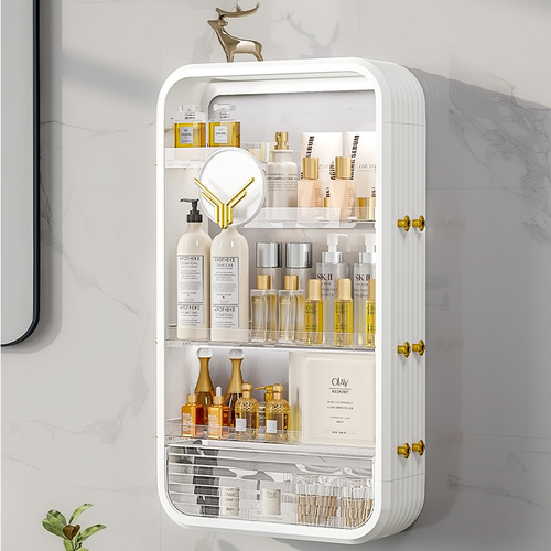 Light luxury wall-mounted storage rack kitchen layered bathroom storage box home punch-free washbasin storage and organization rack
