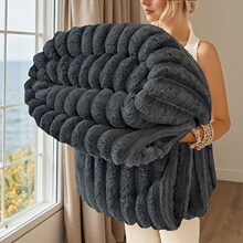 G 20017L Solid Color Luxury Rabbit Fur Blanket ��ɫ�ýqë̺