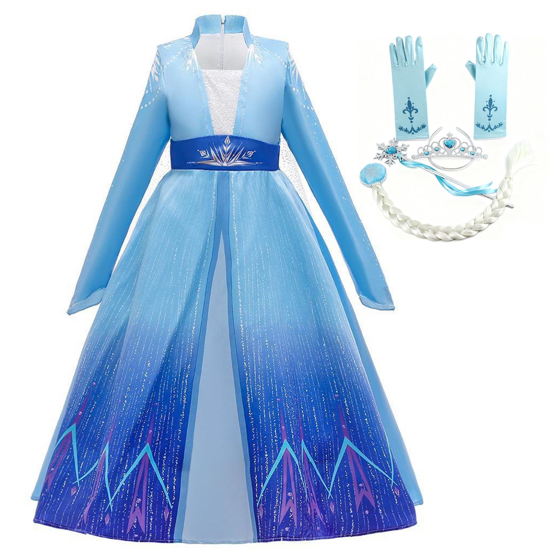 Frozen 2 dibujos animados impreso manga larga Niña vestido Frozen 2 nuevo Aisha princesa vestido de los niños
