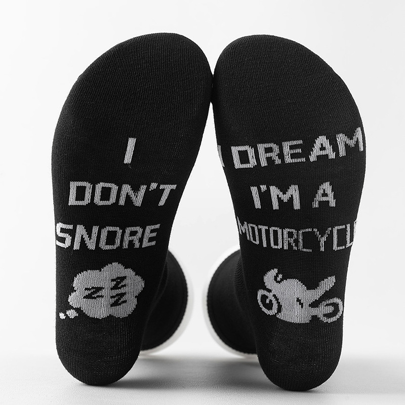 Fashion socks street style European and American department 'I DON'T SNORE, I DREAM I 'M A MOTORCYCLE