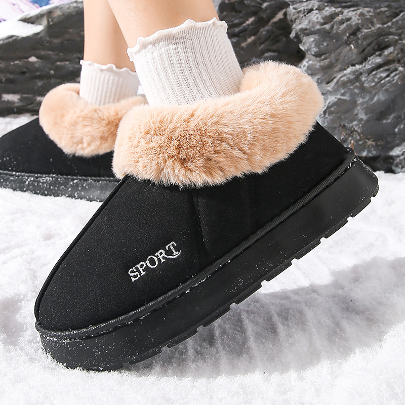 Sin impuestos) nuevas zapatillas de algodón para mujeres otoño y invierno bolsas de tacones para el hogar interior calentamiento de peluche de algodón zapatillas de invierno