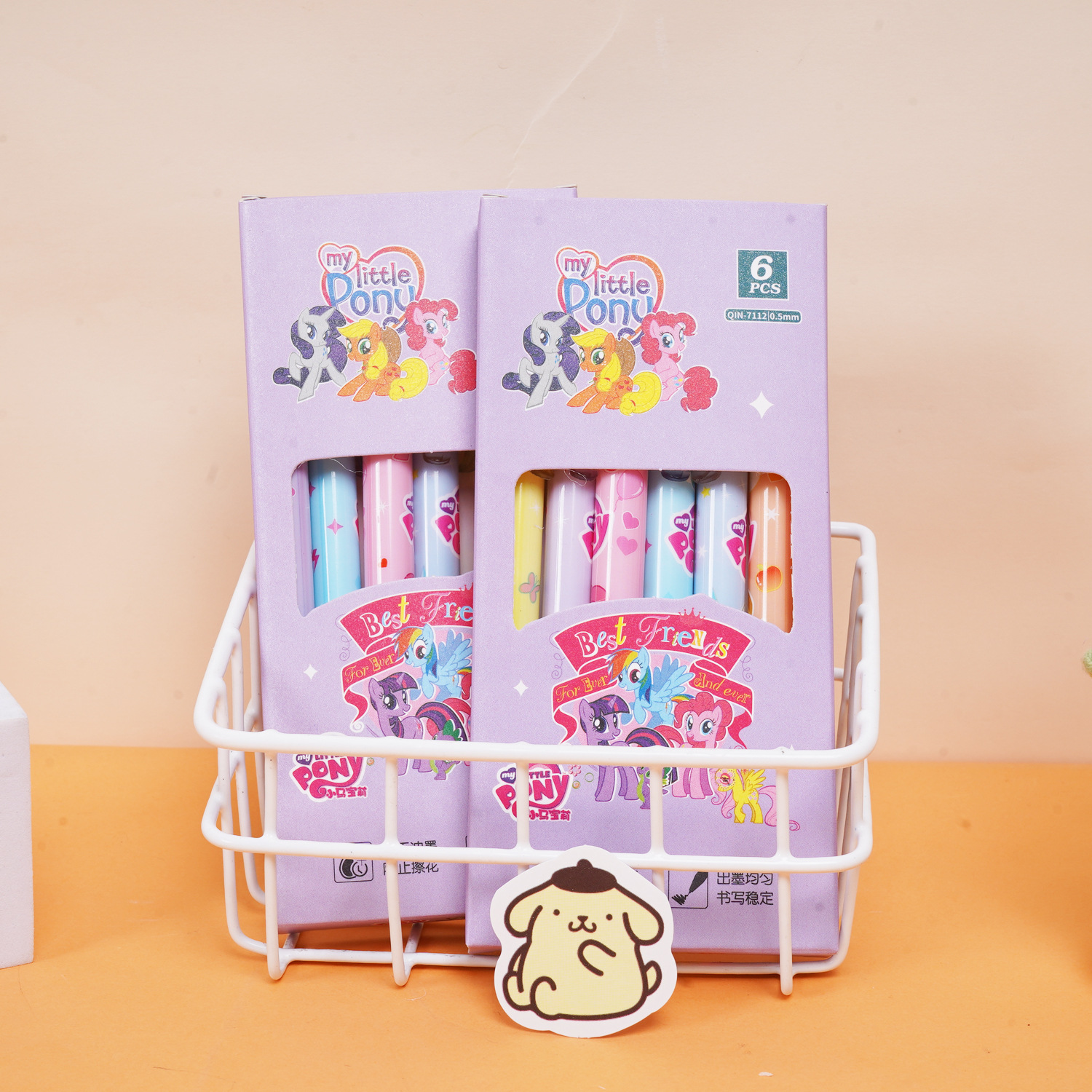 QIN - 7112 pony bolígrafo pulsante bolígrafo neutro bolígrafo de exámenes de papelería de estudiantes de alto valor visual al por mayor