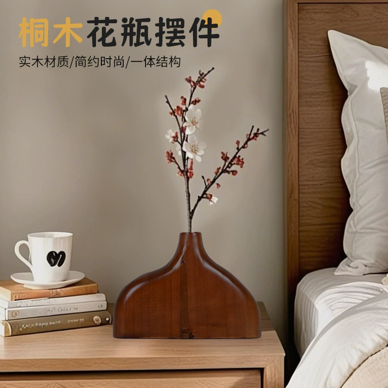 Скандинавская простая маленькая ваза из павловнии для дома, гостиной, украшения рабочего стола, цветочная композиция, украшения, украшения из сушеных цветов, индивидуальный заказ