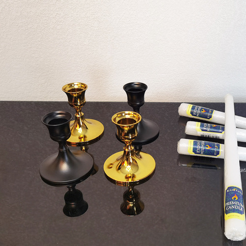 Nordic Plated Bell Candlestick Ornament Light Luxury Romantic Candlelight Dinner Prop Table Gold Black Small Candlestick