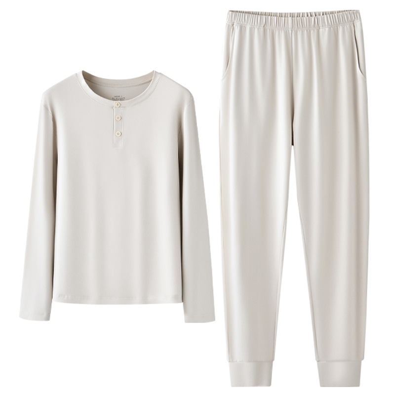 Nuevo estilo de algodón modal otoño e invierno pijamas de mujer pantalones de manga larga estilo delgado casual color sólido puede salir traje de servicio a domicilio