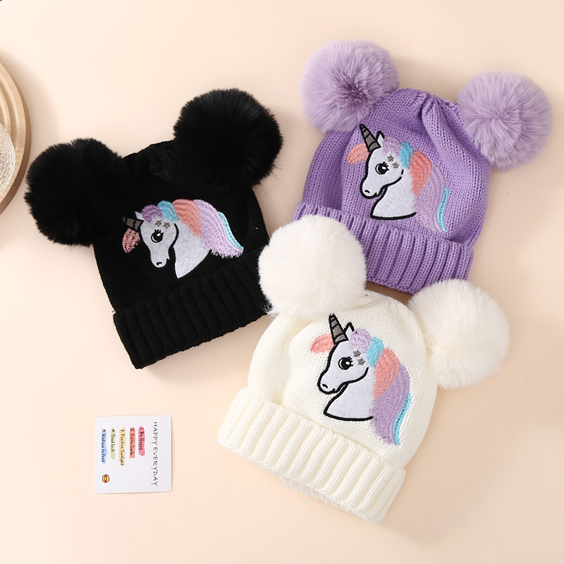 98g Weight Hat Classification Women's Girl'S Basic Embroidery Unicorn Embroidery Wool Cap