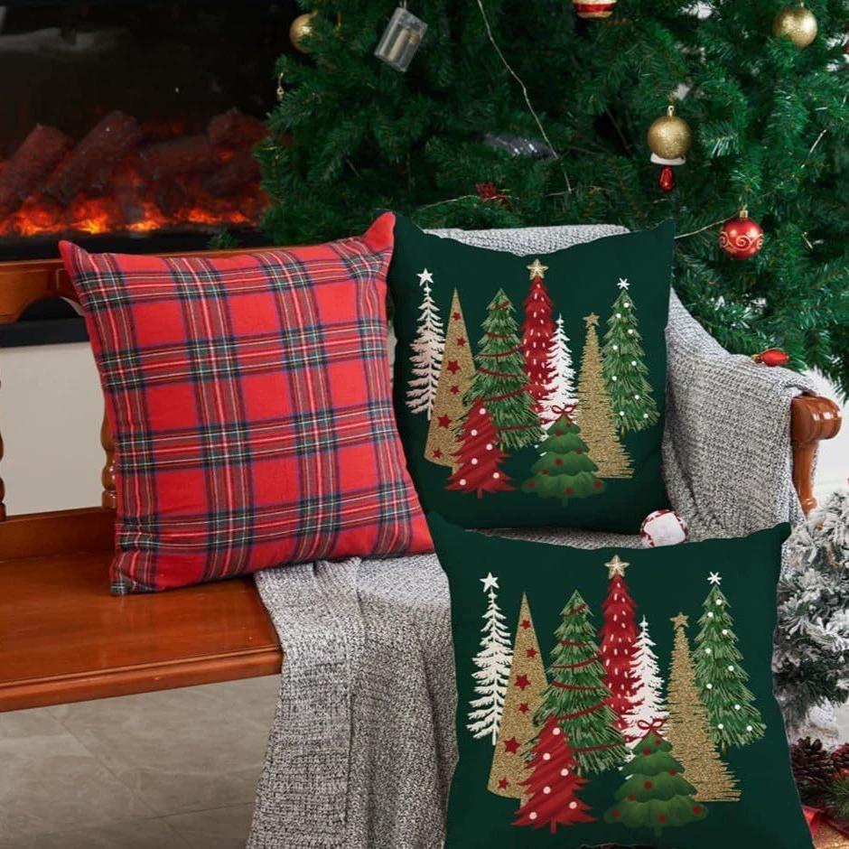 Самая продаваемая рождественская наволочка в красную клетку для дивана и кровати, создающая праздничную атмосферу