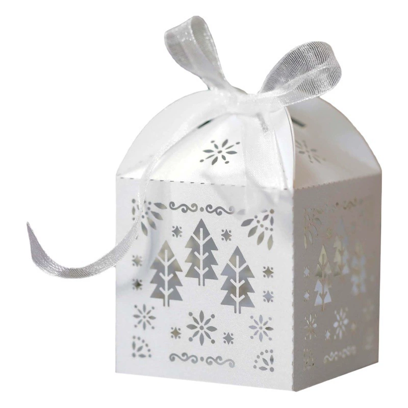 Трансграничная Рождественская Лазерная полая коробка для конфет Рождественская елка Белая Снежинка шоколадная коробка для конфет фабрика в наличии оптом