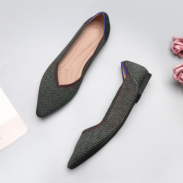 Knitted casual universal shoes flat pointed-toe