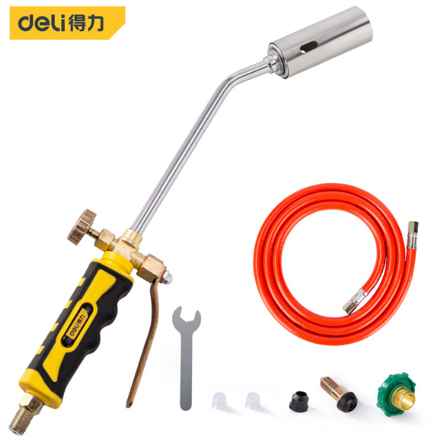 得力喷火枪30型双开开关带管管道焊接烤猪蹄喷火枪DL415030B