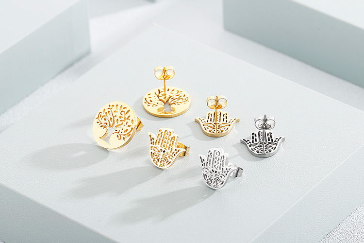 new fashion stainless steel clavicle chain necklace earrings sets accessories