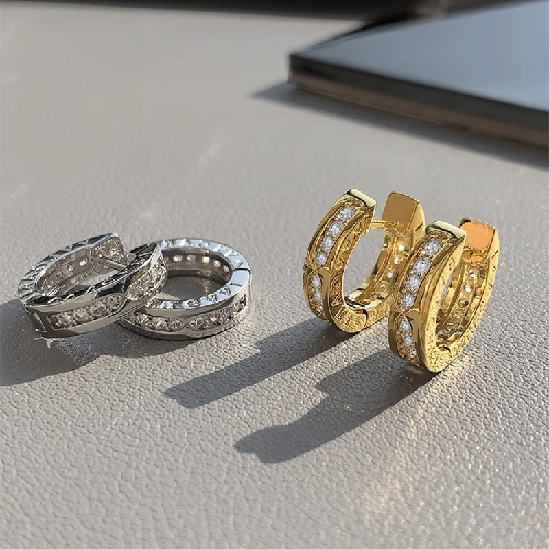 Internet Celebrity Circle Zircon Earrings for Women, High-End, Unique, Light Luxury, Niche Design, Summer New Style Ear Cuffs, Ear Accessories