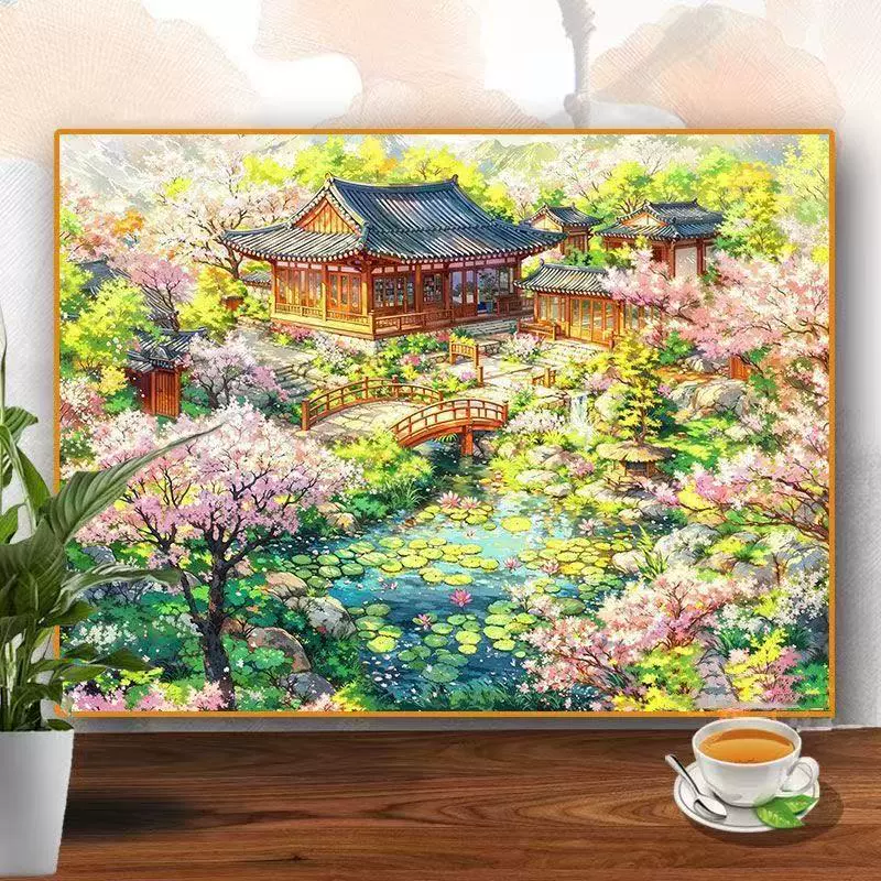 跨境代发diy数字油画亚马逊速卖通批发填色风景花卉画客厅装饰画