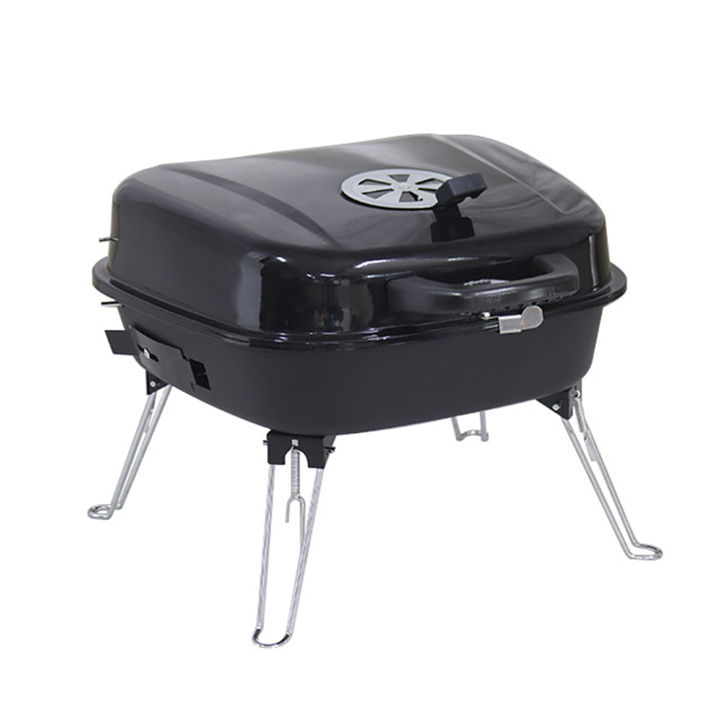 Parrilla plegable portátil, pequeña parrilla de hamburguesas doméstica con red de aislamiento, estufa de carbón integrada