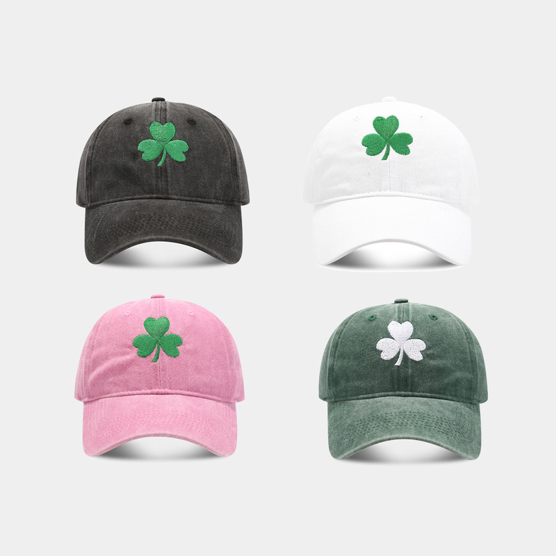 Cross-Border Lyprerazy Irish Green Sun Hat Trendy Couple Retro Clover Embroidery Unisex Hat