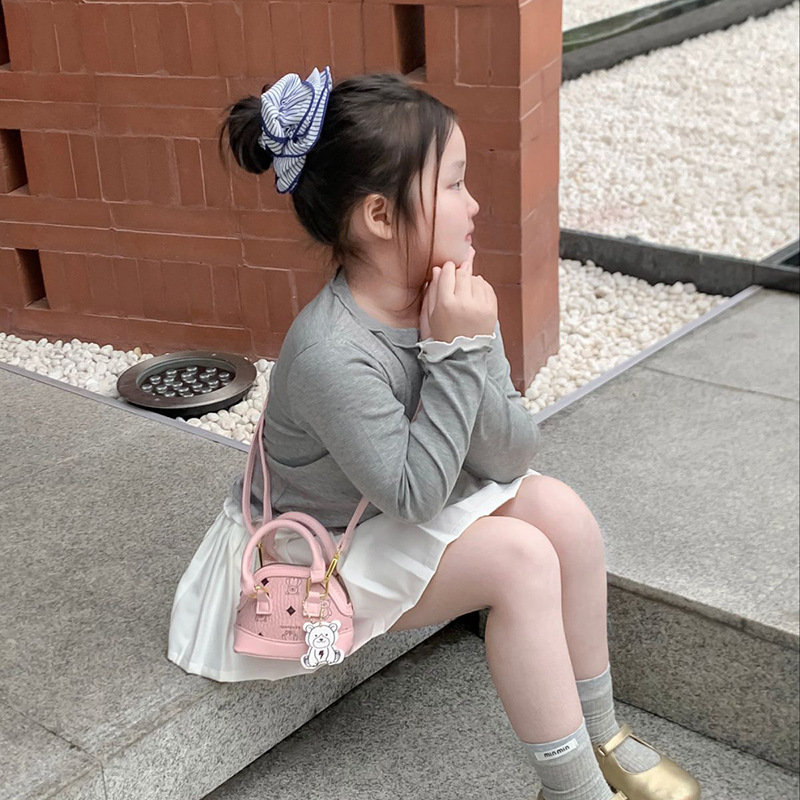 2025 新韓国スタイルガールズバッグ西洋スタイルプリンセスベビーハンドバッグかわいいクマ絶妙な女の子クロスボディバッグ|undefined