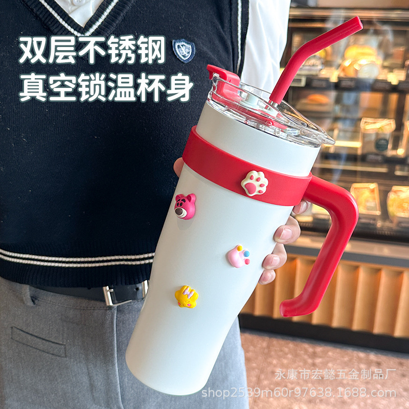 Tiktok Venta caliente gigante 40oz ventosa taza de paja de alto aspecto taza de café taza de agua de aislamiento frío de gran capacidad