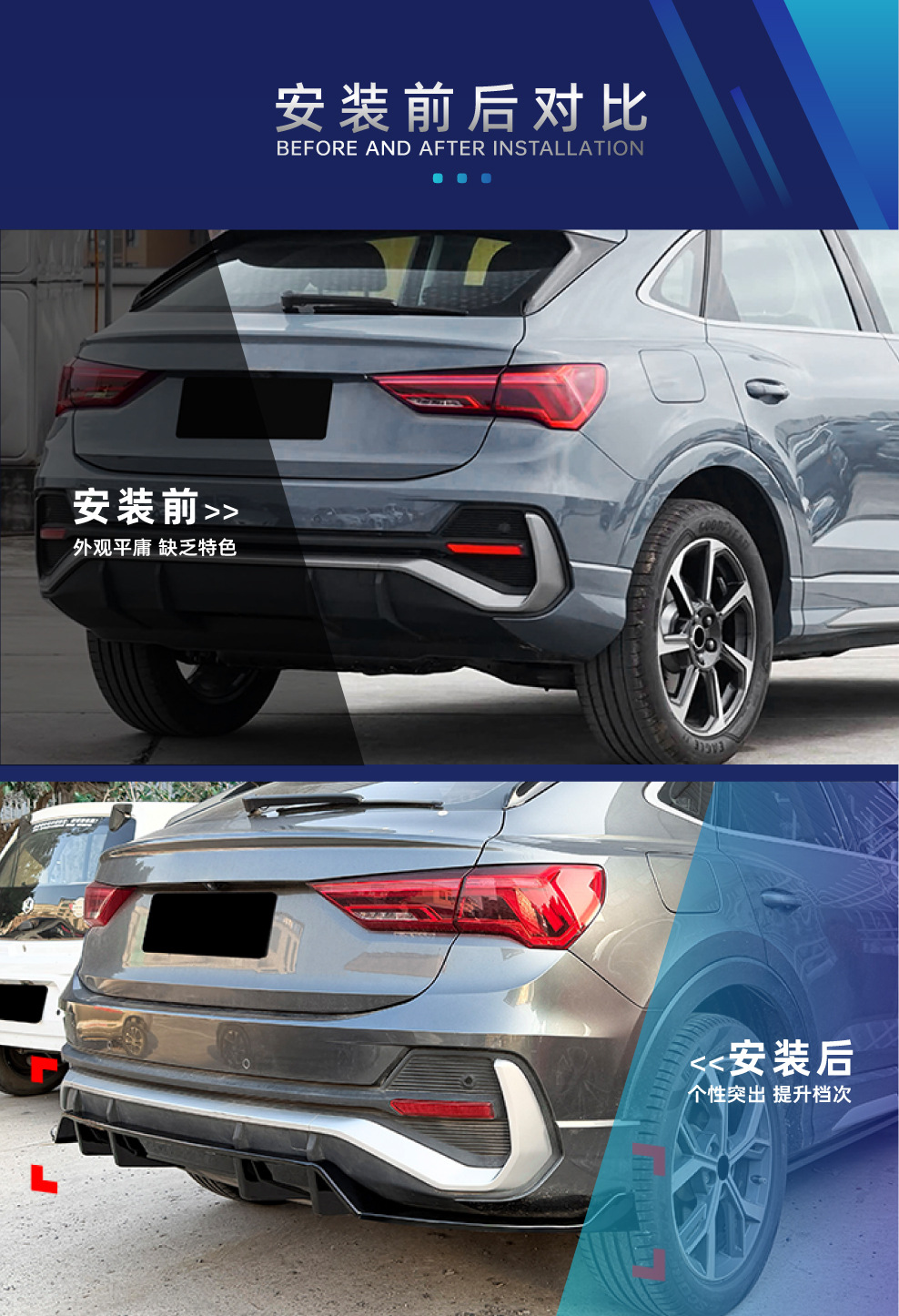 Suitable for Audi Q3 F3 Sportback 2019+ Rear Lip Spoiler Surround Cross-Border Modification