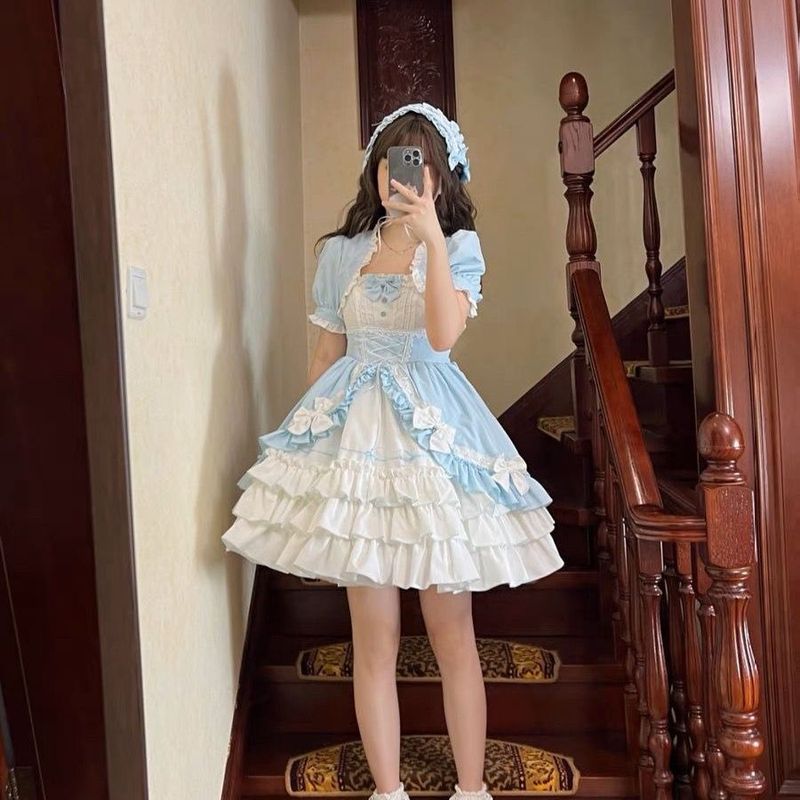 在庫あり ショート/ロング プリンセスドレス ミニマフィン ロリータ ドッグ ショート ホットガール JSK ドレス ロリータ チョッキ|undefined