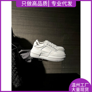 Seoul Sunny Day ~ Korean Genuine Cowhide Heightening Small Thick-soled Casual Versatile Breathable Sports Sneakers White Shoes