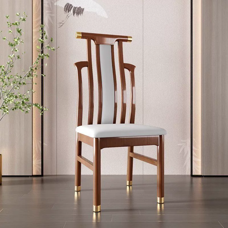 Обеденный стул из цельного дерева в китайском стиле для домашнего использования, современный минималистичный стул со спинкой, табурет для ресторана, мягкая подушка для столовой, стул для гостиничной кабины P ^