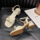 Fairy Style French Style Style Open Toe Sandals with Square Toe Thick Mid-Heel Elegant Open Toe 2025 New Style Women's Fashionable Outwear plus size Shoes
