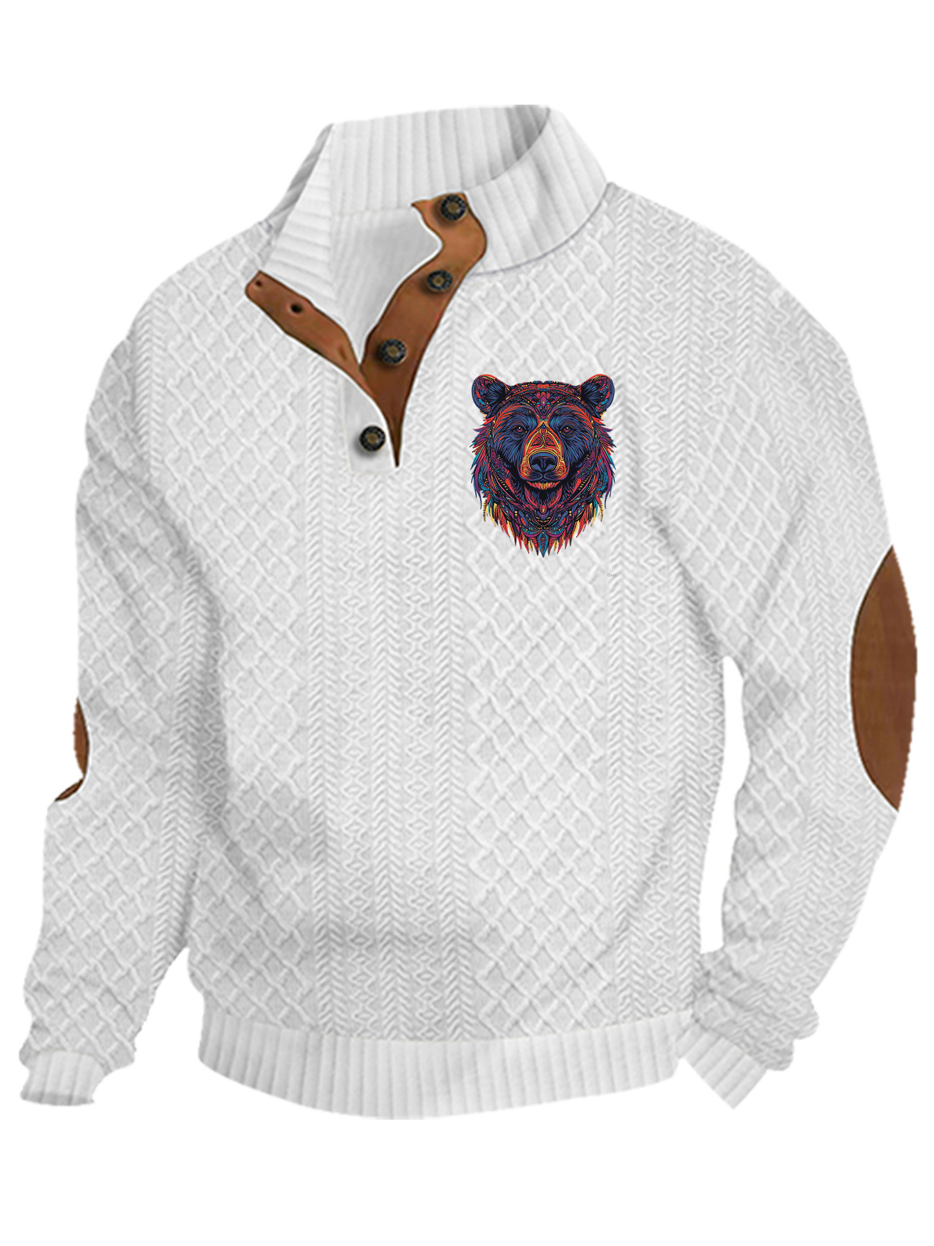 Transfronterizos Amazon otoño invierno caliente tamaño europeo para hombres al aire libre imitación de cuello de manga larga impresa hoodie de tres botones