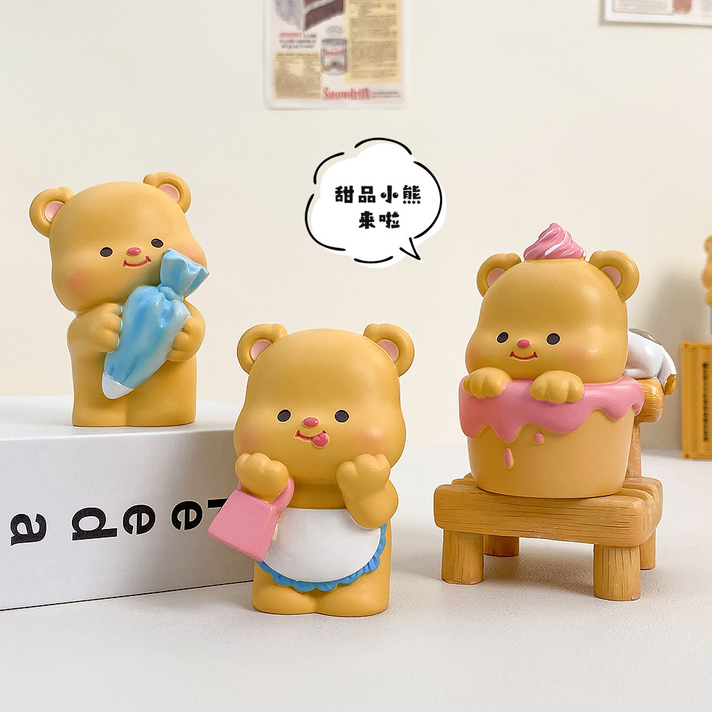 새로운 깜짝 귀여운 버터 베어 블라인드 박스 인스 룸 장식 수지 작은 장식품 어린이날 선물 도매