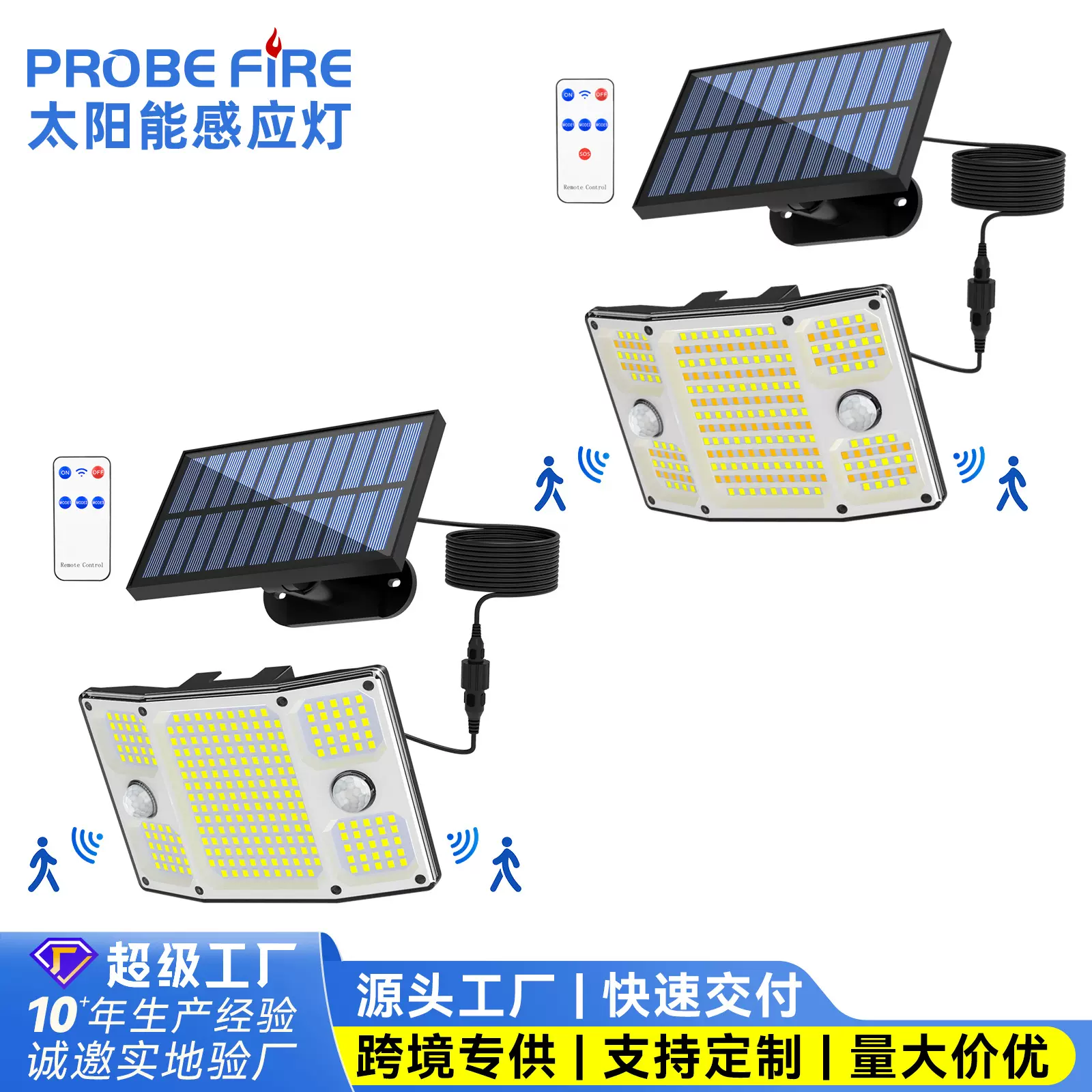 户外分体式庭院壁灯太阳能充电室外照明led路灯太阳能人体感应灯
