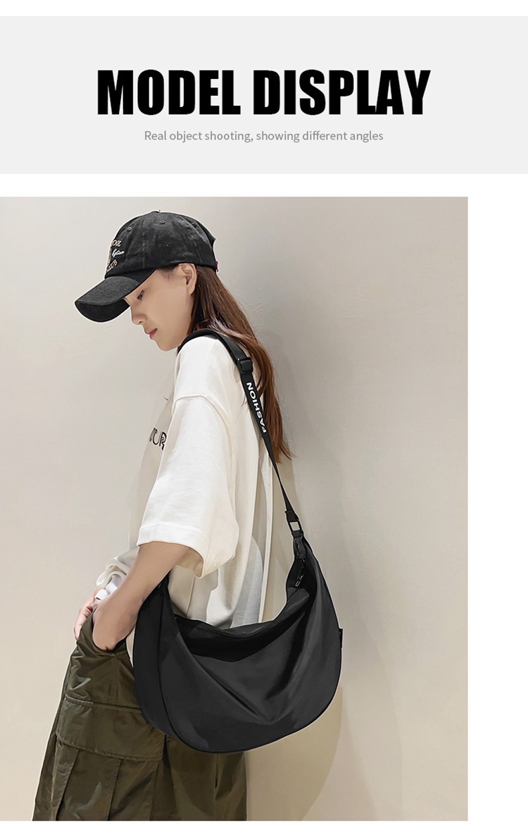 ins Simple nylon fabric crossbody bag for women 2023 new Korean style fashionable single-shoulder dumpling bag for students, trendy single-shoulder bag undefined