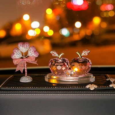 Car ornaments – hair - pink-apple-diamond-encrusted-pink-heart-shaped-balloon-large-five-petal-flower