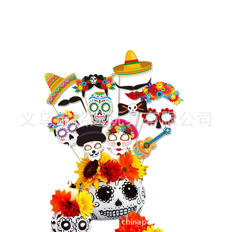 Transfronterizo de Halloween Día de los muertos decoración de fiesta banner PVC adornos en espiral Festival fantasma Bandera de plástico cortada en papel