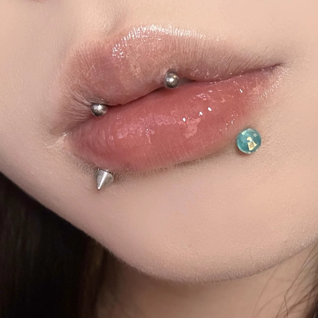 Акриловый пирсинг для губ из нержавеющей стали, ногтевые sequins, серьги