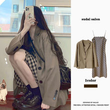 咖色西装外套女春秋新款休闲气质感炸街套装裙西服上衣早