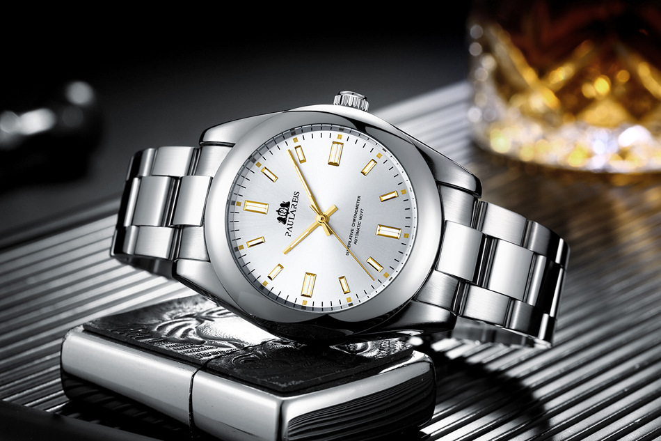 Automatic mechanical luminous steel band red yellow blue green colorful men's watch AUTOMATIC WATCH_voghion.com