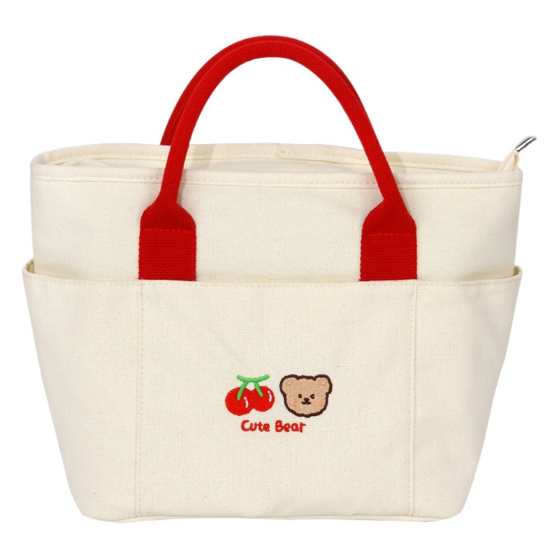 Cherry Bear bolsa de almuerzo de alta apariencia al por mayor bolso de lona aislado bolsa de picnic bolsa de almacenamiento bolsa de almuerzo bolsa de Almuerzo