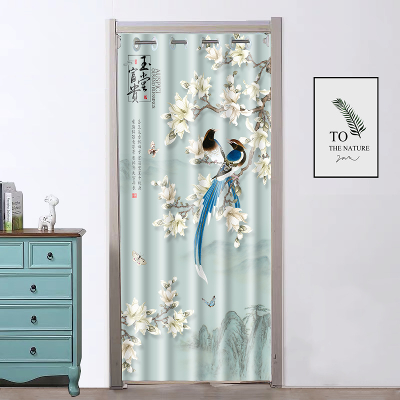 Hole-free door curtain partition curtain blocking wind fabric bedroom household cloth curtain toilet fitting room kitchen bathroom