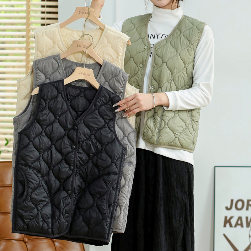 棉羊毛充气绒面包马甲男女秋冬加厚防风防水外穿轻薄坎肩保暖马夹