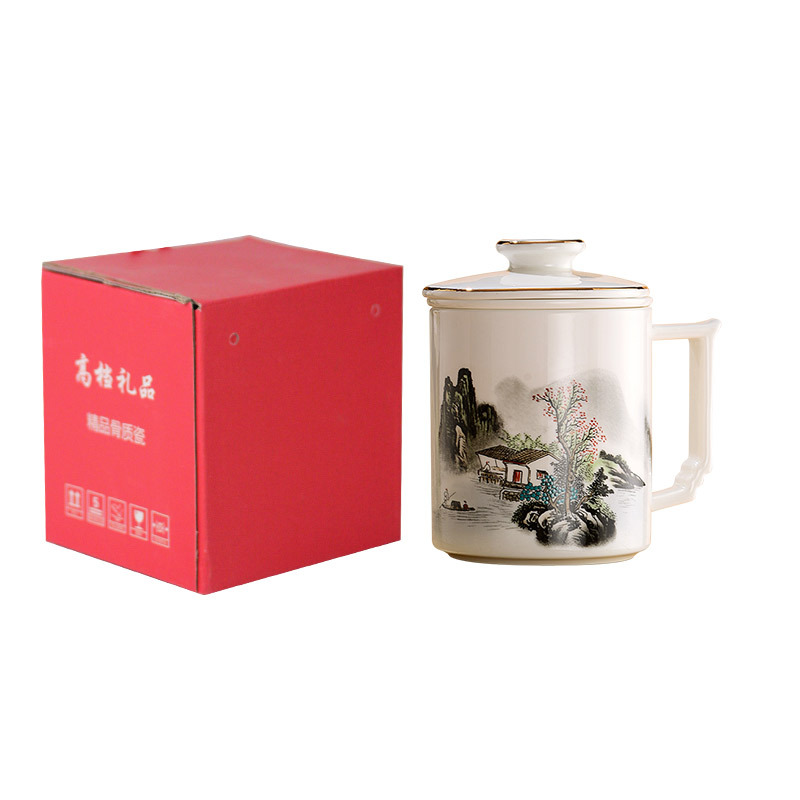 Taza de porcelana de hueso taza de separación de té taza de cerámica taza de porcelana con filtración taza de regalo taza de regalo logotipo personalizado