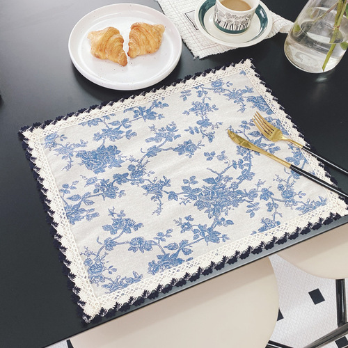 Beautiful element pastoral French modern simple fabric home table model room cafe lace placemat napkin cloth mat