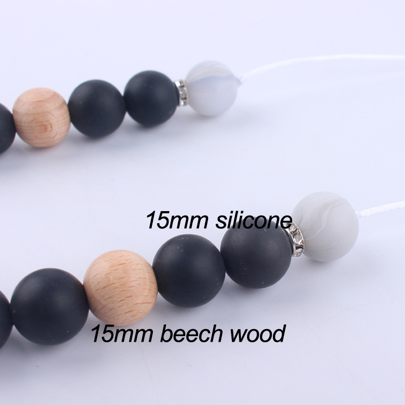 Nueva silicona molar mordedor collar creativo DIY madera de haya grande octogonal collar colgante cadena de la clavícula