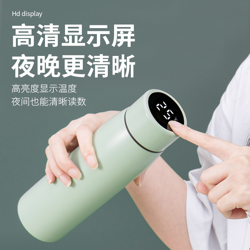 Nueva Pantalla de temperatura inteligente creativa Morandi color de los hombres y las mujeres taza de acero inoxidable termo vacío taza de regalo