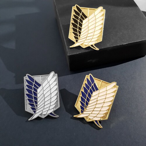 Japanese anime merchandise accessories, Attack on Titan Freedom Wing logo badge, enameled alloy brooch