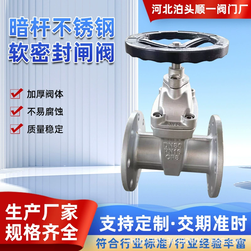 Задвижной клапан из нержавеющей стали для водопроводной воды, скрытый стержень из нержавеющей стали, мягкое уплотнение, затвор с эластичной основой, дренажный затвор для подачи пожара