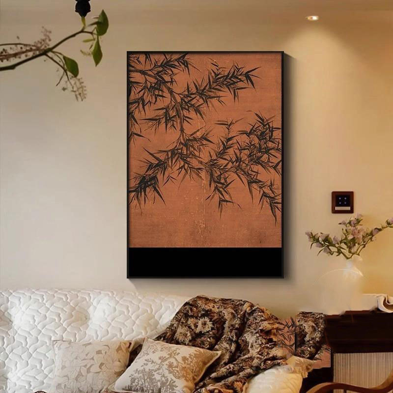 《墨竹》中古风客厅装饰画新中式禅意客厅挂画水墨竹子艺术摆画|undefined