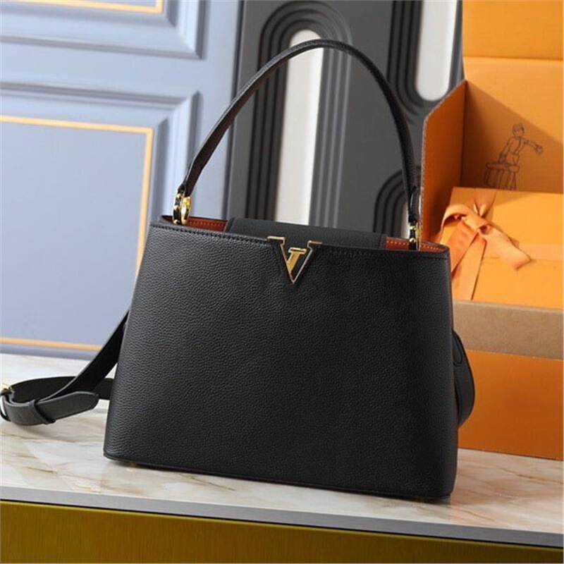 Donkey Brand Women's Bag Capucines Black Leather New Style Handbag Shoulder Bag Crossbody Bag Donkey Brand Women's Bag Capucines Black Leather New Style Handbag Shoulder Bag Crossbody Bag