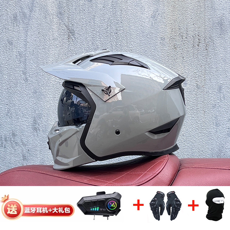 La motocicleta Orz Street Fighter se puede instalar con un casco Bluetooth para hombres y mujeres, un casco completo, una locomotora de cuatro estaciones, un casco combinado 3C extraíble retro